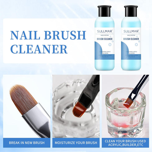 Nail Brush Cleaner 5fl.oz 150ml Nail Brush Cleaner And Conditioner Quickly Clean Nail Art Brush Acrylic Nail Brush DIY Salon At Home...