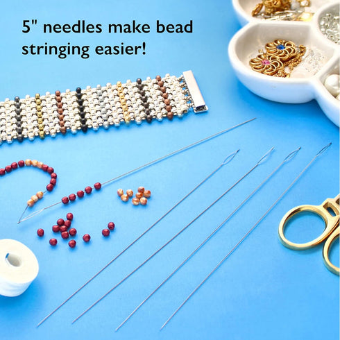 The Beadsmith Basic Elements Collapsible Eye Needles – 5 Inch Long – Flexible Twisted Wire – Large Eye, Easy to Thread – 4 Medium Needles...