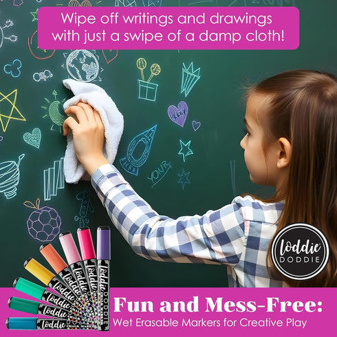 Loddie Doddie Liquid Chalk Markers - 8 Count, 6mm Reversible Chisel & Bullet Tips - Erasable Macaron Pastel Pens for Chalkboard & Acrylic Calendar...