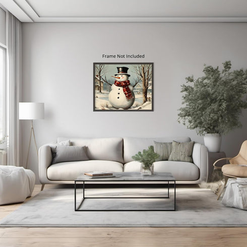Posterizer 1 pcs-cute snowman in snowy wintery nature 5-Holiday Poster Collection-Landscape & Nature Art-Living Room Bedroom Decor- unframed wall ...