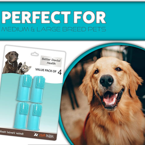 Professional Dog Finger Toothbrush by H&H Pets,Pack of 4...