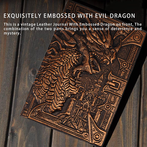 DND Journal 3D Vintage Dragon Embossed Leather Cover Fantasy Personal Planner - 192 Pages A5 Notebook Great Daily Campaign Sketchbook for GM & Pla...