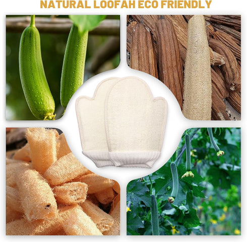 loofah exfoliating Body Scrubber, Perfect exfoliating Glove for Men and Women use in Shower, Shower loofah (2 Packs) Made with Natural loofah, Sho...