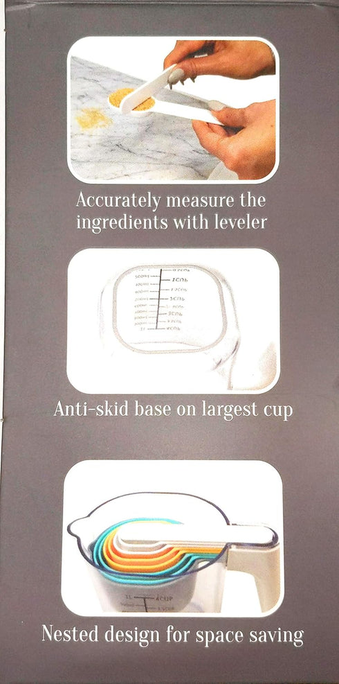 GK509W 10 pcs Nesting Stackable Measuring Cup and Measuring Spoons Set with One Scraper One Funnel Plastic Cooking Baking Kitchen Utensil BPA Free...