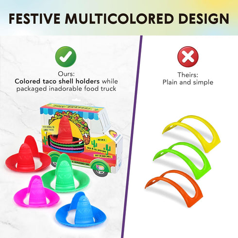 Talisman Designs Sombrero Taco Holders - Set of 4, Hold & Fill Small or Large Tacos | Crunch & Soft...
