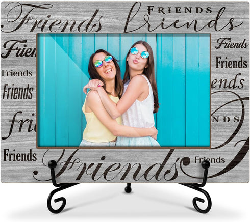 Wooden Photo Frame Friendship Gifts for Friends Bestie Woman BFF, Wooden Photo Frame with Iron Stand for Tabletop or Desktop Display, Home Table D...