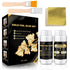 Gold Leaf Adhesive Set 200ml Gold Plating Kit Protective Varnish 100 pcs Gilding Adhesive Set Gold Leaf Sheets, 2 Brushes, Water Based Leaf Glue f...