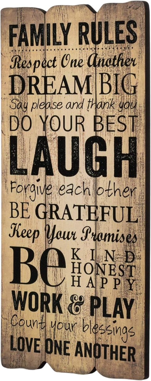 P. Graham Dunn 12 x 6 Small Fence Post Wood Look Decorative Sign Plaque, Family Rules...