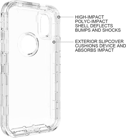 MXX iPhone Xs Max Heavy Duty Case 3 in 1 Layers Rugged Rubber Shockproof Protection Cases Cover and Support Wireless Charging - (Clear HD)...