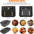Air Fryer Silicone Liners for Ninjas Dual, 2 Pack Foldable Silicone Air Fryer Liners Basket Double with Oven Mitts and Brush, Rectangle Air Fryer ...