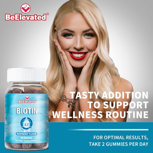 Biotin Gummies - Hair and Nails Strength Growth Vitamins Supplements for Women Health and Beauty - 10000 MCG Skin Chewable Supplement - Raspberry ...