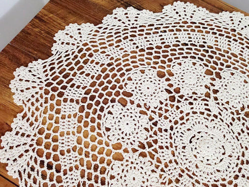 Laivigo New Handmade Crochet Cotton Lace Round Table Cloth Doilies Doily,24 Inch,Beige...