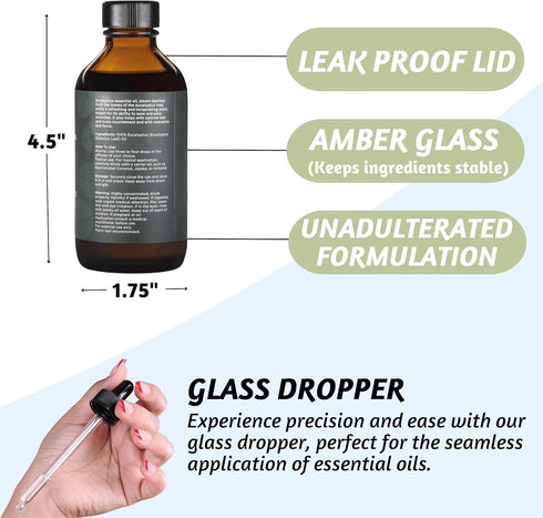 Folkulture Eucalyptus Essential Oil for Diffuser - 4 Fl Oz - 100% Pure, Natural and Undilluted Essential Oil, Premium Grade with Glass Dropper, Na...