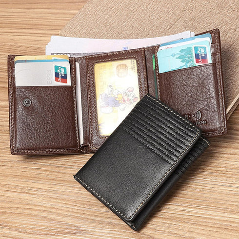 Wallet for Men Leather Wallet Mens RFID Blocking Trifold Wallet Black Men's Front Pocket Wallets Credit Card Holder Thin Compact Travel Wallet Gif...