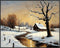 Posterizer 1 pcs-old farm house in snowy winter nature-in oil painting style-4-Landscape & Nature Art-Living Room Bedroom Decor- unframed wall art...