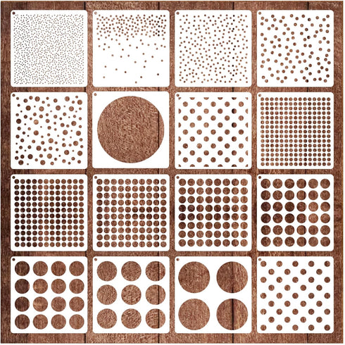 16 Pieces Circle Stencil Bubble Geometric Craft Stencil Polka Dot Stencils Mixed Media Circle Stencils for Painting on DIY Card Making Scrapbook P...
