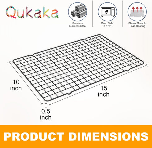 2PCS Cooling Racks for Cooking and Baking - 10" x 15"Heavy Duty Stainless Steel Wire Rack for Baking, Grilling, Roasting - Oven & Dishwasher Safe ...