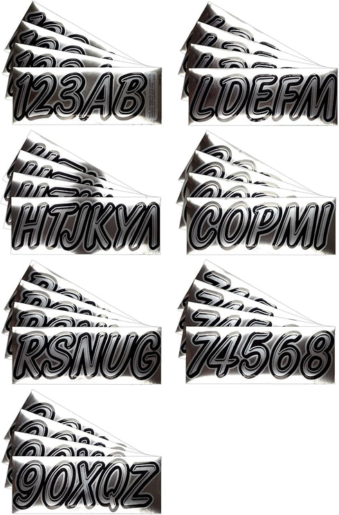 Hardline Products Series 400 Factory Matched 3-Inch Boat & PWC Registration Number Kit, Chrome/Black - CHBKG400...