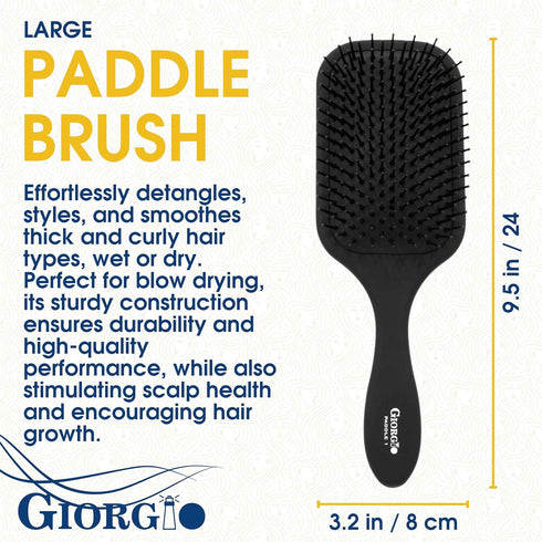 Giorgio Detangling Paddle Brush - Large Air Cushion Paddle Brush with Ball Tip Tourmaline Bristles-Anti Static Paddle Brush for Men and Women Hair...