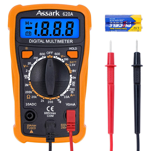 Digital Multimeter Voltage Tester, Assark 2000 Counts Multimeter Measure AC DC Voltage DC Current, Meter Tester Test Volt Ohm Amp Diode Continuity...