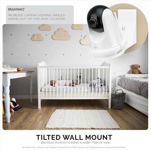 BRAINWAVZ Adheasive Wall Mount for VAVA Baby Monitor Camera (VA-IH006) Shelf - No Screws, Easy to Install, No Mess, Strong Mount Holder, White...