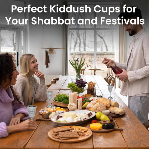 Majestic Giftware Kiddush Cup with Saucer | (KC-CA480N) 6-Inch Premium Quality Nickel Plated Wine Goblet | Perfect for Shabbat, Passover, and Holi...