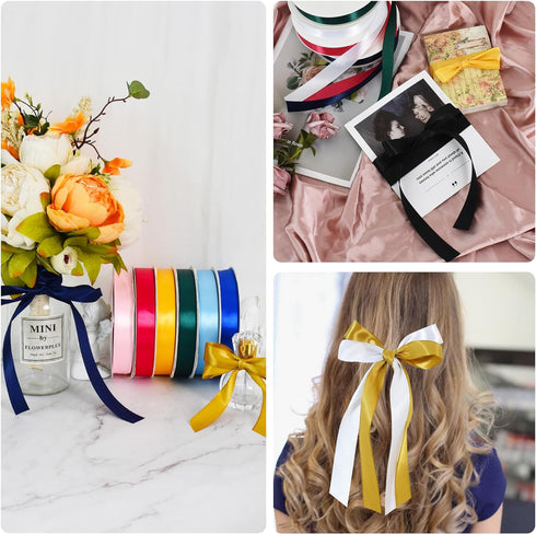 TONIFUL 7/8 Inch x 100yds Sky Blue Satin Ribbon Thin Solid Frabic Ribbons for Gift Wrapping, DIY Crafts Bows, Invitations, Floral Bouquets, Christ...