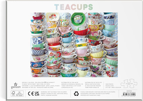 Galison Teacups – Julie Seabrook Ream 1000 Piece Puzzle Featuring A Regency Core Mix of Vibrant Teacups...