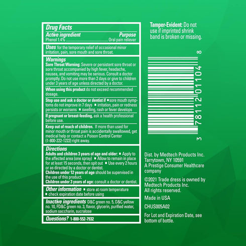 Chloraseptic Sore Throat Spray, Sugar Menthol Flavor, 6 Fl Oz...