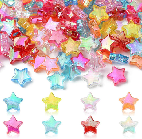LiQunSweet 280 Pcs 8-Colors Transparent Acrylic Star AB Color Spacer Beads Charms Kit for DIY Jewelry Craft Making Necklace Bracelet Supplies - 10...