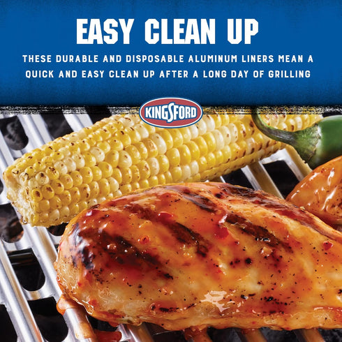 Kingsford® Heavy Duty Aluminum Grilling Foil Liners, 4ct | 14.75” x 9” Foil Grill Liners for Grilling, Cooking, And Steaming | Kingsford® Extra To...