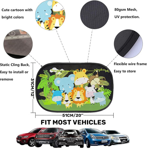 MOVINPE Car Sun Shade for Baby Kids 2 Pack Static Cling Side Window Car 80GSM Rear Sunshades Universal with 8 Suction Cups and Storage Bag - Sun G...