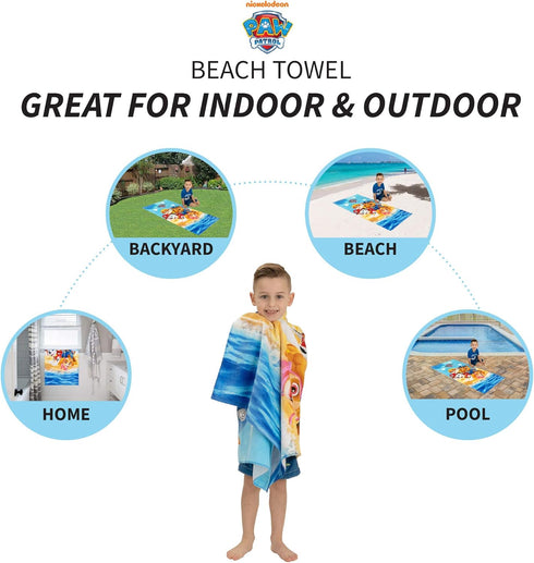 Franco Kids Super Soft Cotton Bath/Pool/Beach Towel, 58 in x 28 in, Paw Patrol...