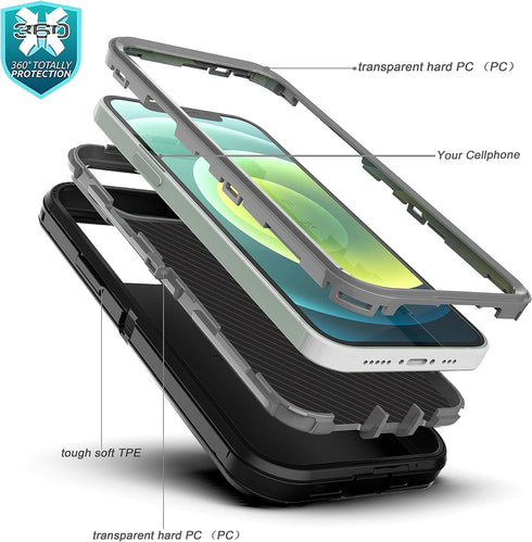 YmhxcY for iPhone 12 Case & iPhone 12 Pro Phone Case Shockproof Dropproof Dust-Proof Drop Proof 3-Layer Durable Phone Case Heavy Duty Protection P...