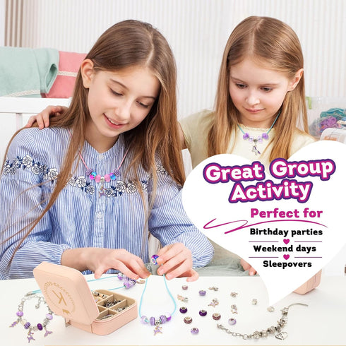 HAPTIME Charm Bracelet Making Kit, Jewelry Making Kit for Girls, DIY Necklace Kit with Initial Jewelry Box, Unicorns Crafts Arts Girls Toys Age 6-...