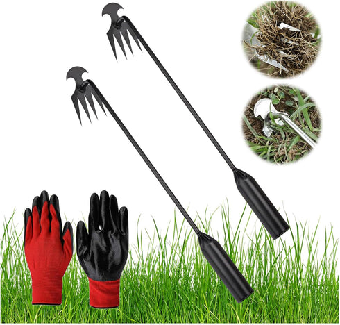 4Pcs 11.8Inch Weeding Tool Step Farmer Weeding Tool 4 Teeth Dual Purpose Manual Weeders Tool for Vegetable Gardening Backyard Farm Planting & Weed...