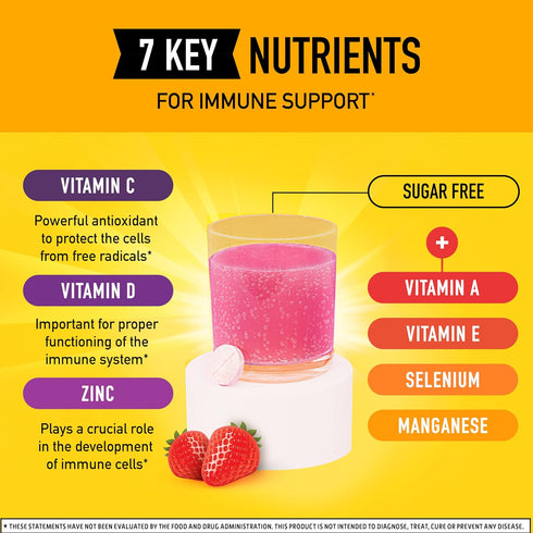 Airborne 1000mg Vitamin C with Vitamin D & Zinc, Sugar Free Multivitamin Immune Support Supplement, Antioxidants Vitamins A C & Vitamin E, 30 Effe...