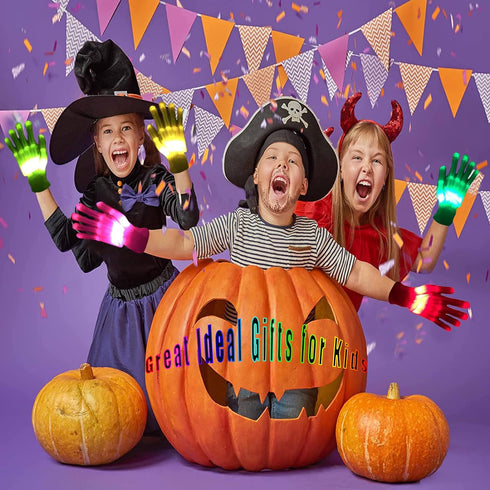 12 Color Led Light up Gloves Cool Finger Flashing Toys Gifts for Halloween Christmas Easter Birthday Parties?1 pair?...