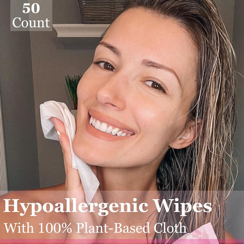 mivida Hypoallergenic Makeup Remover Wipes 2 Pack of 25 Count | Facial Cleansing Make up Remover Face Wipes with Vitamin E | Fragrance Free, Alcoh...