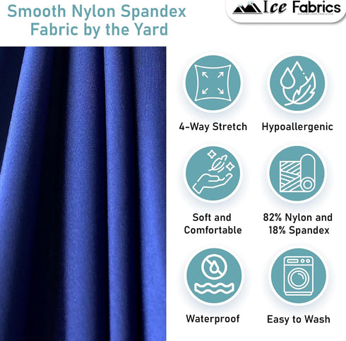 Nylon Spandex Fabric by The Yard - 60" Wide Spandex Swimwear Fabric - 4 Way Stretch Fabric for Active Wear, Yoga Pants, Table Cloth - Swimsuit Fab...