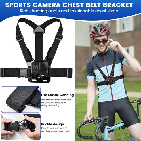 Head Strap Mount Chest Mount Harness for gopro Hero 11,10,9,8,7 Action Camera Motorcycle Helmet Chin Strap Mount Set for gopro Accessories Kit...