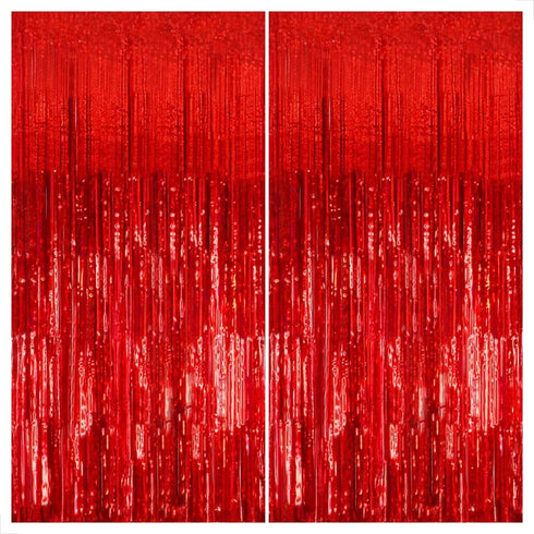 KatchOn, XtraLarge Red Streamers - 3.2x8 Feet, Pack of 2 | Red Backdrop for Wedding, Anniversary, Bachelorette, Birthday Decorations | Foil Fringe...