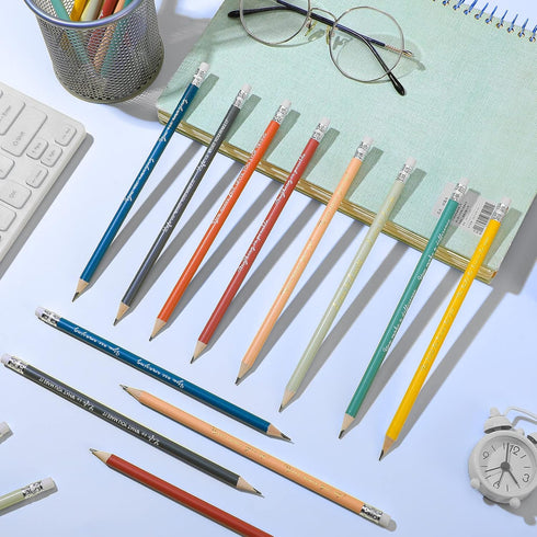 Sabary 60 Pcs Inspirational Pencil Bulk Colorful Mood Pencil Student Gift from Teacher Motivational Saying 2 HB Wood Pre Sharpened Pencil Back to ...