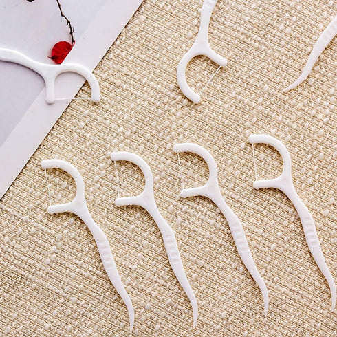 100 PCS White Dental Floss Picks Clean Floss Picks Toothpicks Oral Care Floss...