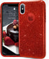 MATEPROX Compatible with iPhone Xs case,Compatible with iPhone X Glitter Bling Sparkle Cute Girls Women Protective Christmas Case -Red...