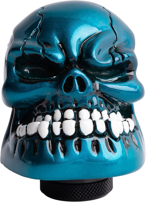 Skull Stick Shift Knob Resin Skeleton Head Shifter Knob Cool Style Shifter Lever Knob Fit Most Manual Automatic Car Tuck Vehicle, TA40C, Blue 2...