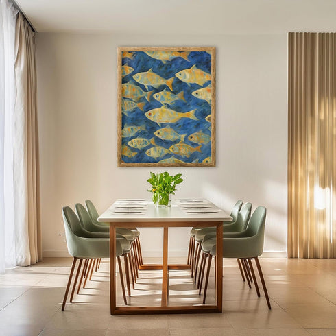 Posterizer 1 pcs- Yellow fish in the sea oil painting style-Art for Animal Lovers- Gift for Men Women Entrepreneur Teens-Decor for Home & Office- ...