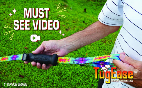 TugEase Dog Leash w/Sliding, Locking, Soft Touch, Comfort Grip Handle, 4' x 5/8" Black...