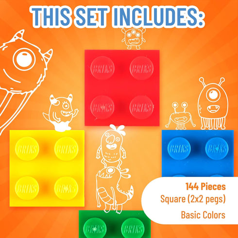 Strictly Briks Classic Bricks Starter Kit, Blue, Green, Red, and Yellow, 144 Pieces, 2x2 Inches, Building Creative Play Set for Ages 3 and Up, 100...