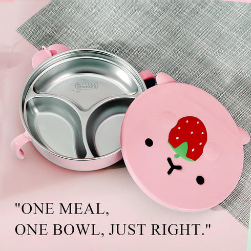 Baby Stainless Steel Bowl Stainless Steel Suction Plates for Baby Suction Cup Bowls with Lids Kid Suction Bowls for Toddlers & Kids with Utensils ...